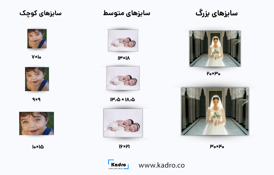  سایز استاندارد عکس برای چاپ
