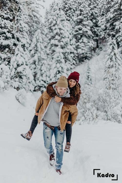 عکس خفن ژست عکاسی در برف اینستاگرام