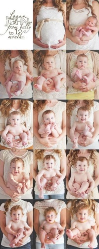 ایده عکس ماهگرد نوزاد را می‌توانید با ایده های عکاسی بارداری تلفیق کنید 